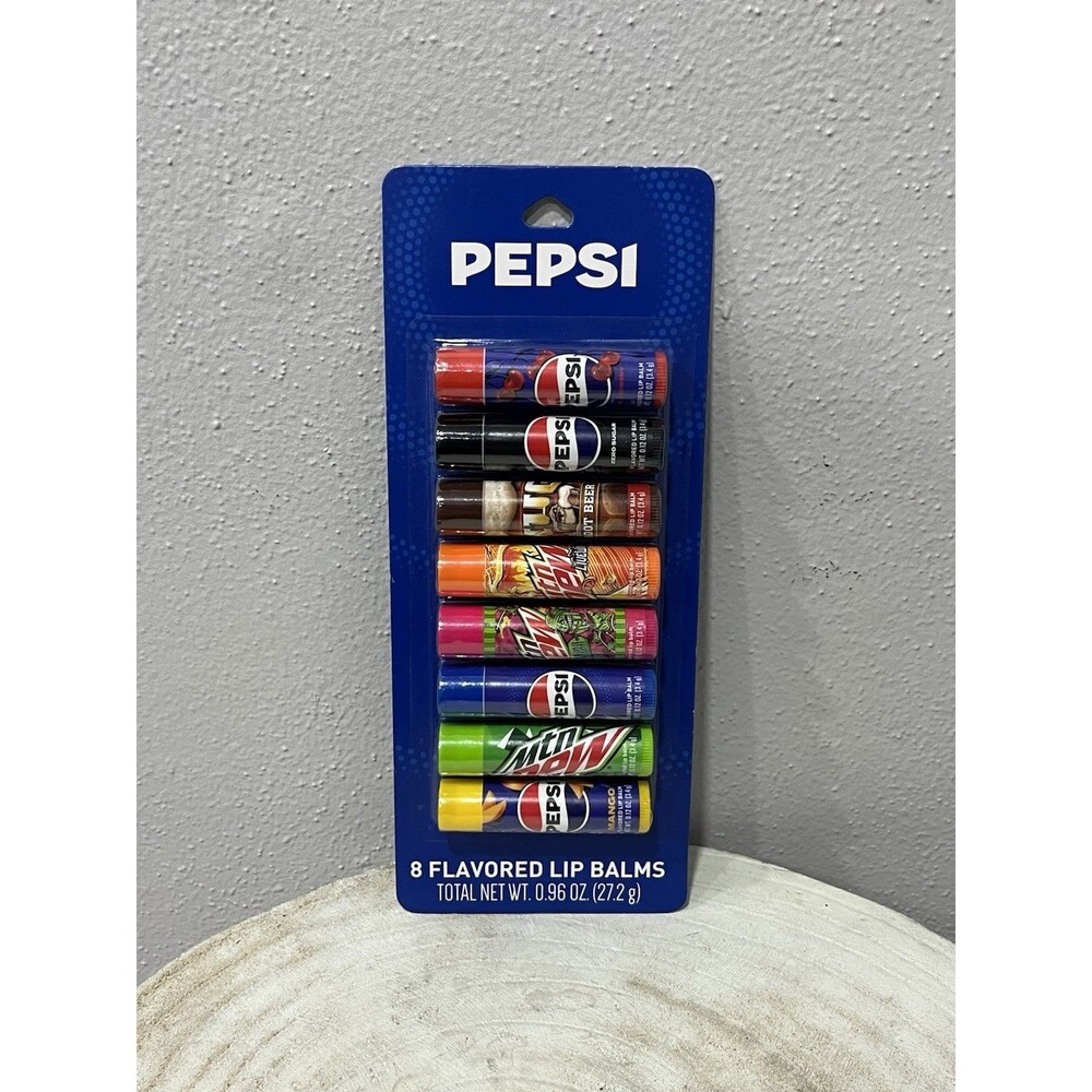 Pepsi Variety Soda Flavored Lip Balm Stick 8 Pc Gift Pack Taste Beauty Mtn Dew